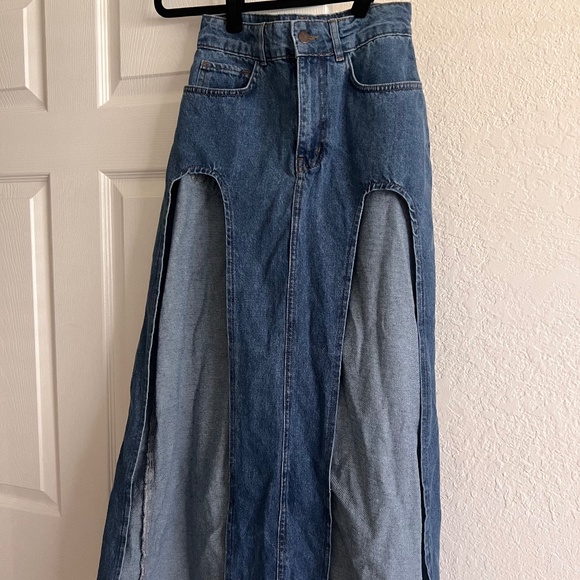 Nasty Gal Maxi Jean Skirt - Picture 1 of 3